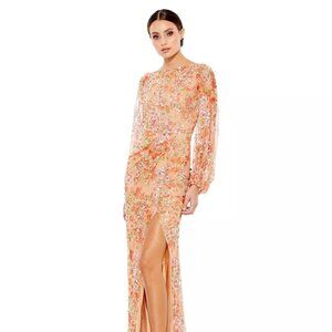 Mac Duggal Floral Sequin Long Evening Maxi Dress Formal Gown Sz 6 NWT
